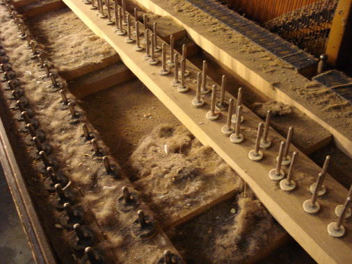 1 - Build-up of many years' dust & debris under keys. 1 - Build-up of many years' dust & debris under keys.